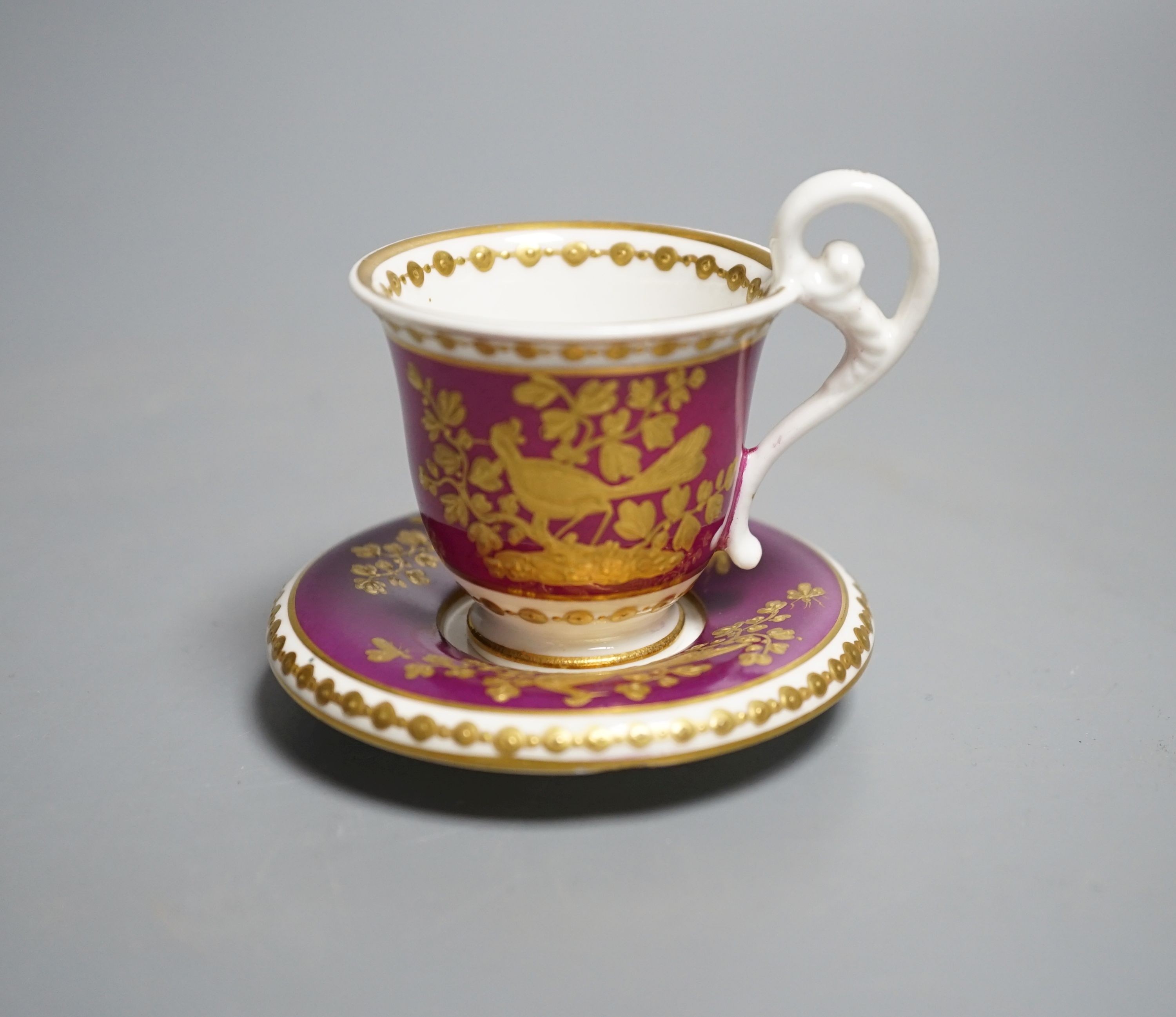 A Spode miniature teacup and saucer, c.1815. Provenance - Mona Sattin collection of miniature cups and saucers, collection no. 117.